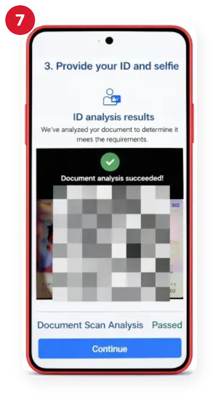 TM SIM registration step 7: ID document analysis result after uploading a valid government ID