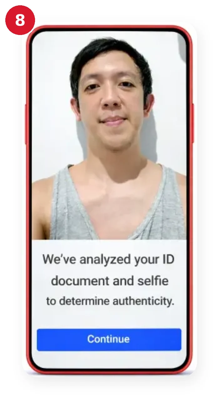 TM SIM registration step 8: selfie and ID authenticity check before you continue